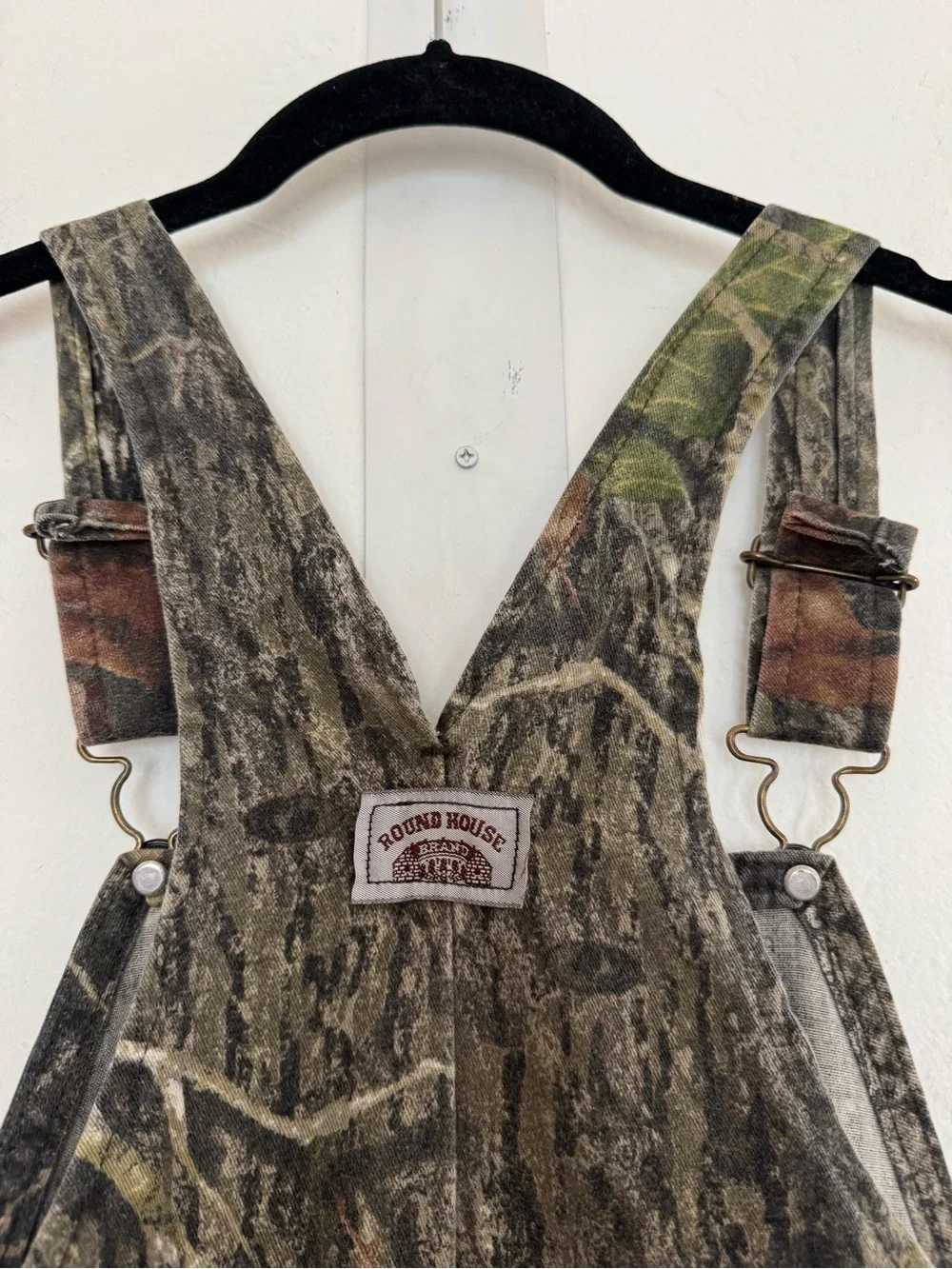 Round House Kids Mossy Oak Realtree Camo Overalls Green Brown Hunting Outdoor